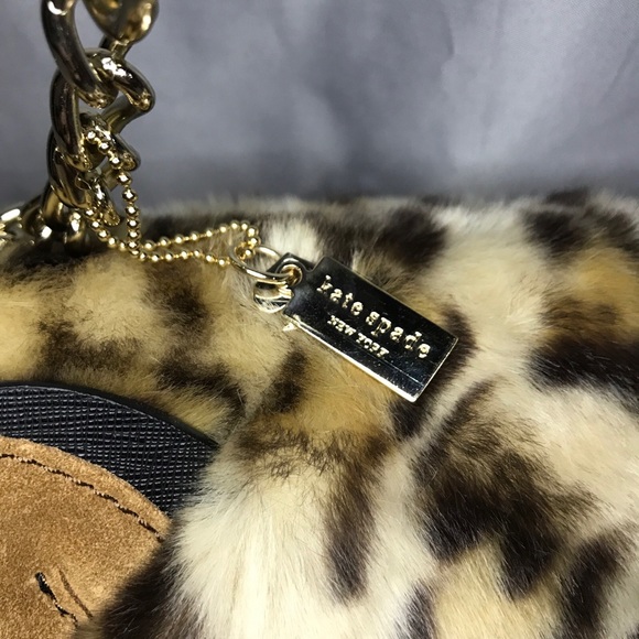 Kate Spade Run Wild Leopard Print Faux Fur Muff Cat Crossbody Bag - Picture 6 of 16